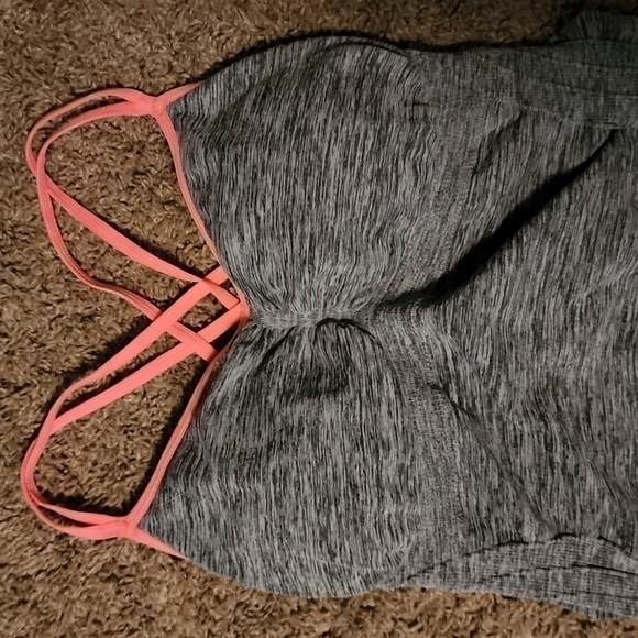 CHARLOTTE RUSSE SPORTS Gray Pink Neon Activewear Tank Top Size L - Picture 2 of 7